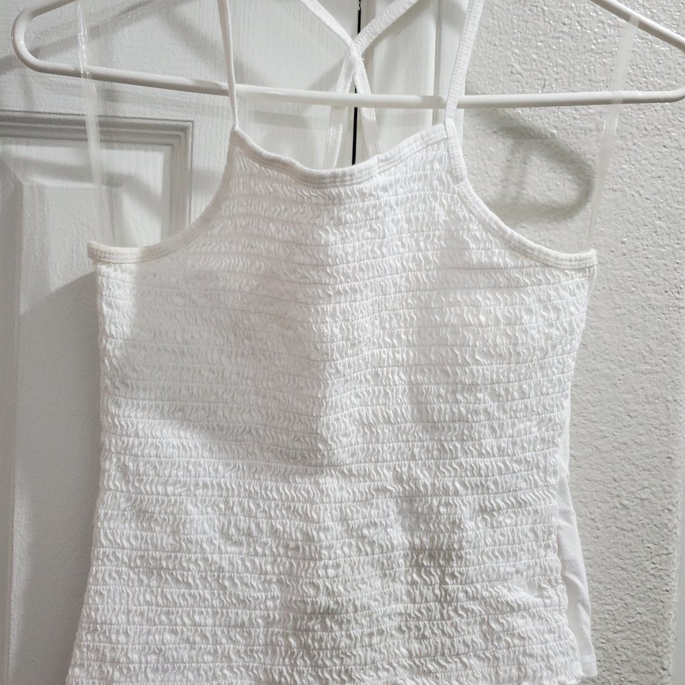 White pleated tank top